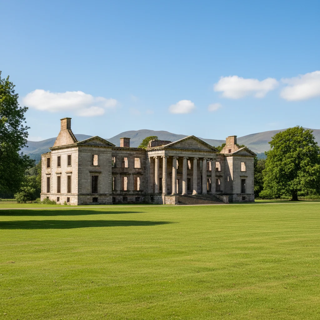 Old Penicuik House — roofless Palladian mansion on Penicuik Estate